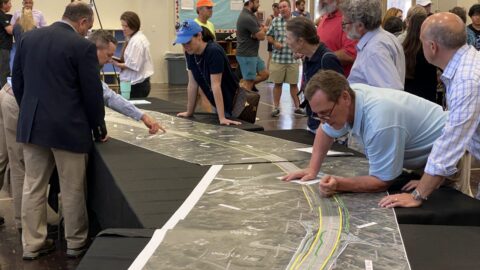 Participants at public open house at Southdowns Elementary May 2022