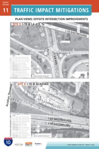 detail map of offsite improvement Sites #3 and 4: I-10 at LA 415 and I-10 at Acadian Thruway