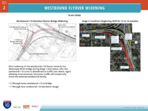 Plan views of widening of I-10 Westbound "flyover" curve at I-110 