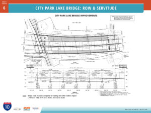 plan view showing needed servitude and right of way for I-10 across City Park Lake