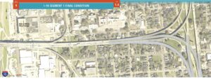 plan view of I-10 Widening project Segment 1 final conditions: drawing 1 of 4