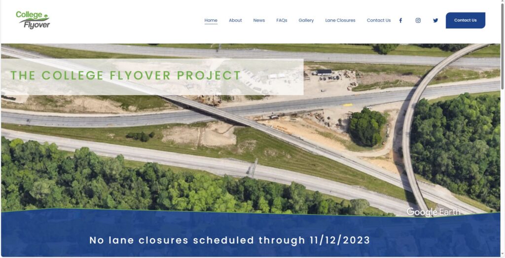 Homepage of college flyover project website.