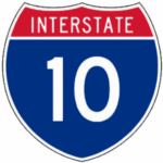 project logo. I-10 interstate shield.