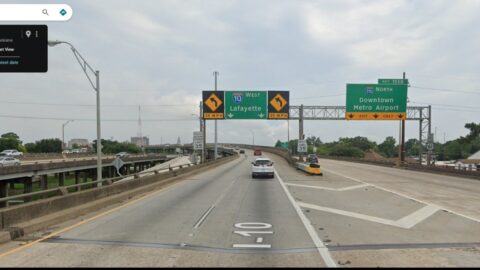 Driver's view from I-10 westbound at I-110.