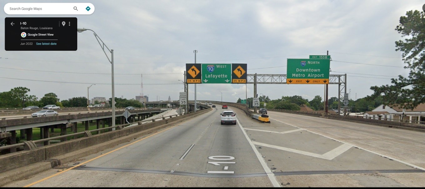 Driver's view from I-10 westbound at I-110.