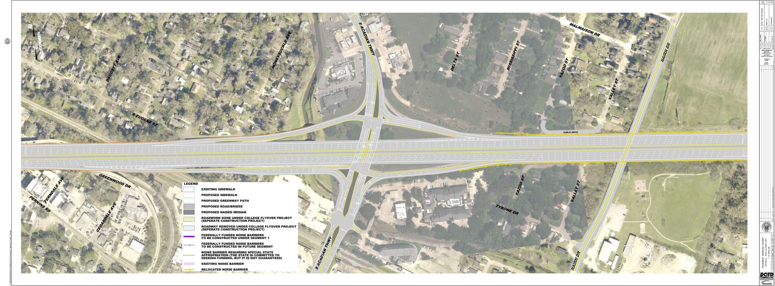 Sheet 4 plan is centered on the Acadian Thruway interchange.