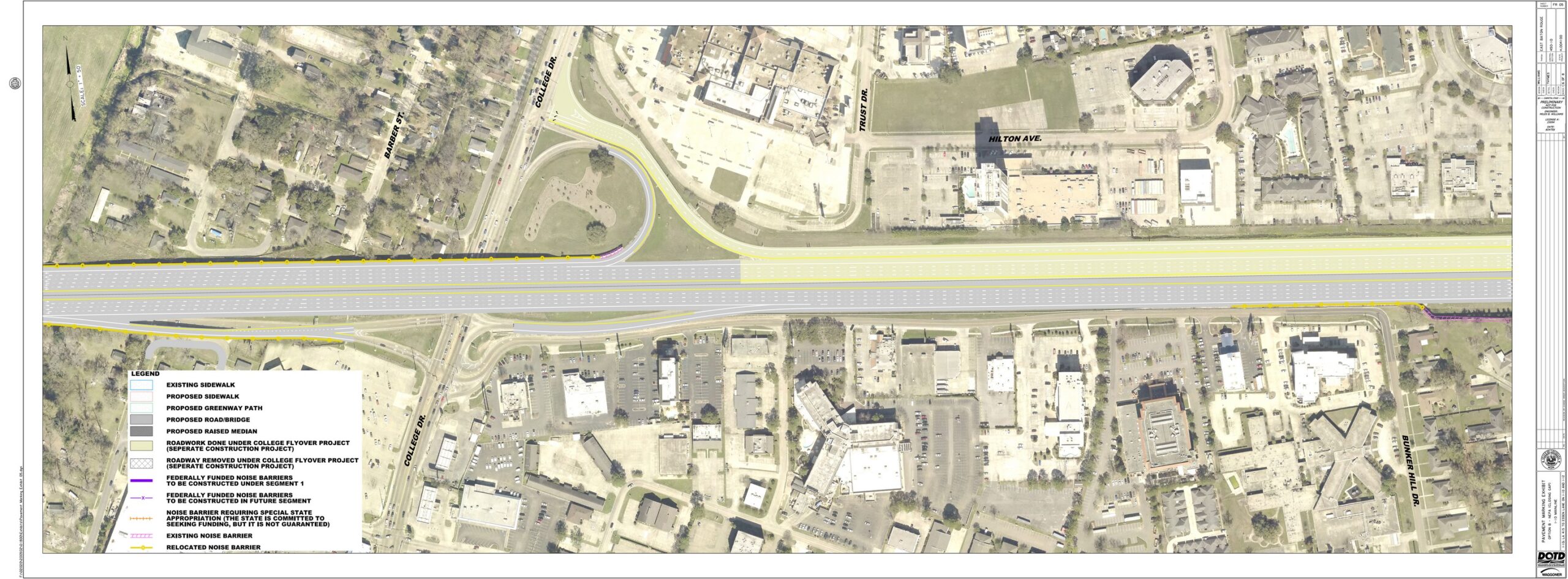 Capacity improvements in this area on Sheet 5 include adding eastbound and westbound lanes to I-10.