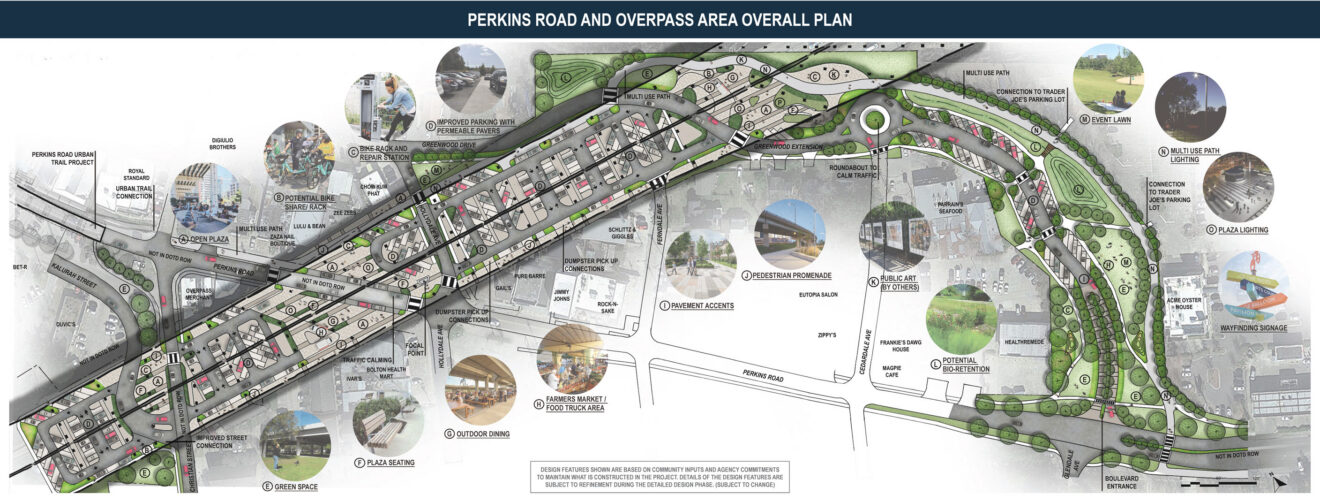 2023 conceptual master plan for context sensitive improvements within the Perkins area along I-10 in Baton Rouge